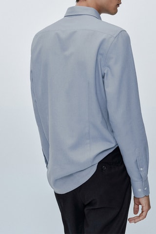 Chemise coupe slim en coton mélangé - Bleu