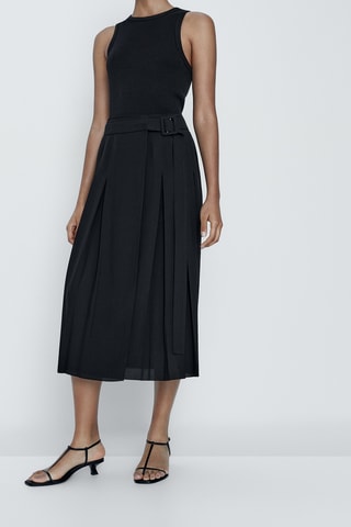 Jupe midi plissée noire - Noir