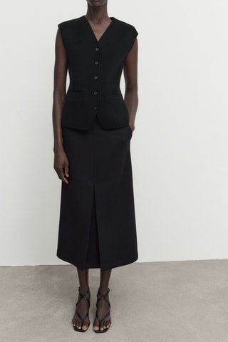 Jupe midi plissée avec boucle latérale - Noir