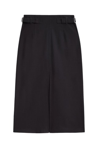 Jupe midi plissée avec boucle latérale - Noir