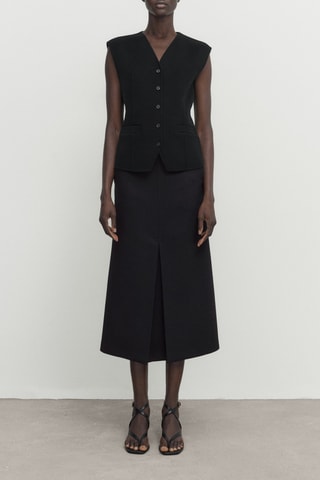 Jupe midi plissée avec boucle latérale - Noir