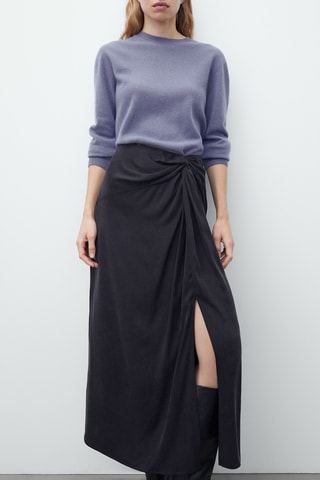 Jupe en cupro avec noeud - Bleu nuit