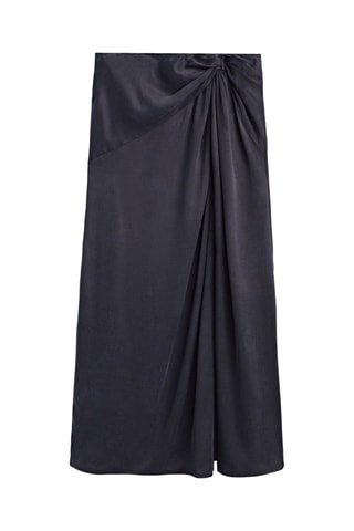 Jupe en cupro avec noeud - Bleu nuit