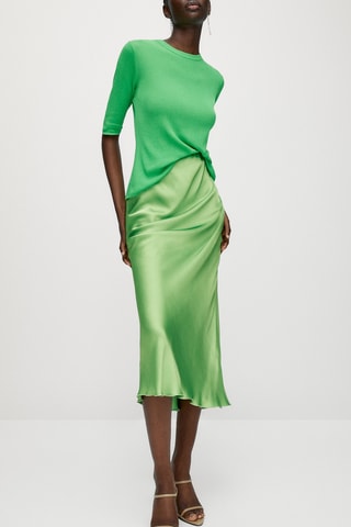 Jupe longue nuisette satinée - Vert