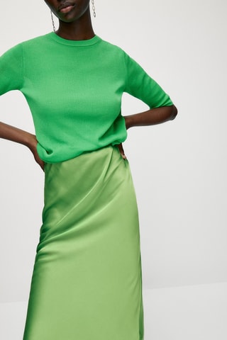 Jupe longue nuisette satinée - Vert