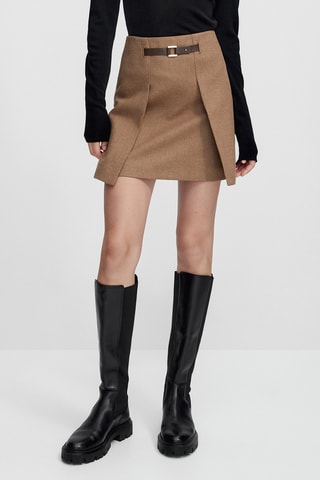 Mini-jupe boucle - Camel