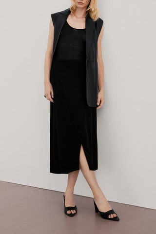 Jupe midi à fentes - Noir