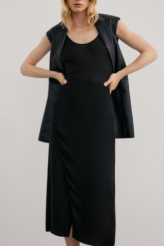 Jupe midi à fentes - Noir