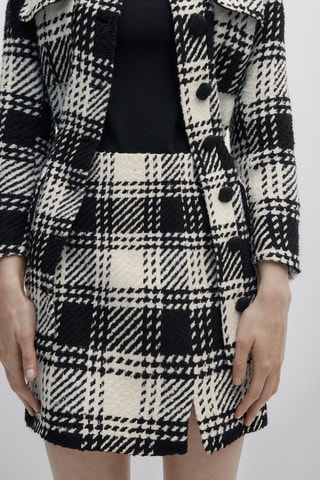 Jupe courte texturée carreaux - Noir et blanc
