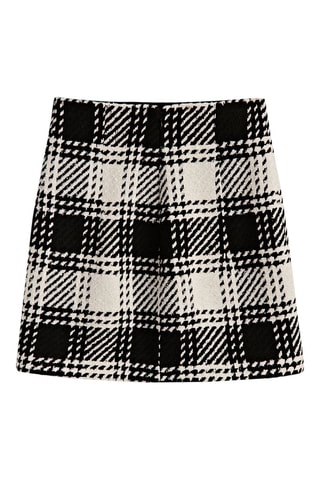 Jupe courte texturée carreaux - Noir et blanc