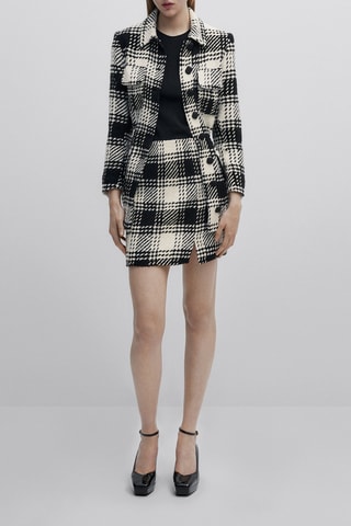 Jupe courte texturée carreaux - Noir et blanc