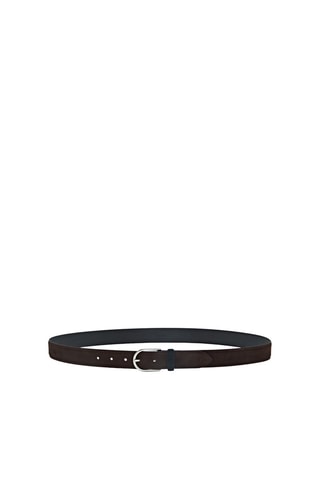 Ceinture croûte de cuir passant contrastant - Marron