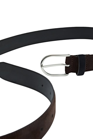 Ceinture croûte de cuir passant contrastant - Marron