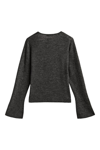 Pull col carré en laine alpaca - Gris foncé chiné