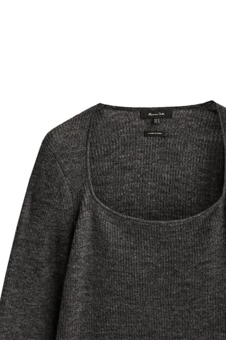 Pull col carré en laine alpaca - Gris foncé chiné