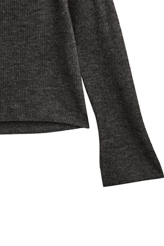 Pull col carré en laine alpaca - Gris foncé chiné