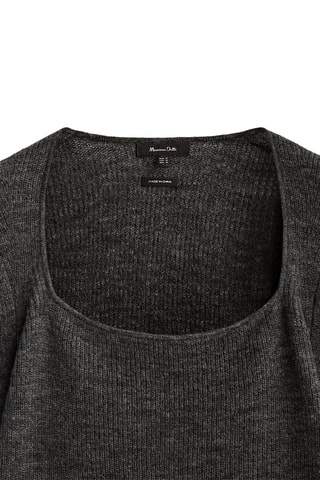 Pull col carré en laine alpaca - Gris foncé chiné