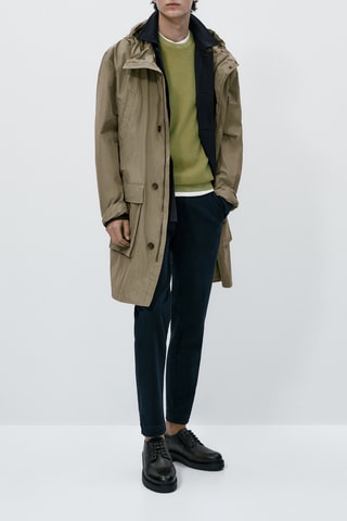 Pull en maille texturé col rond - Kaki