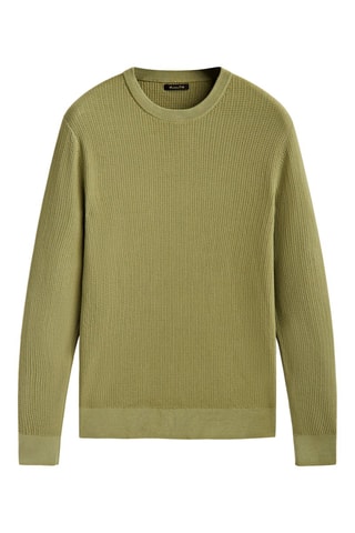 Pull en maille texturé col rond - Kaki