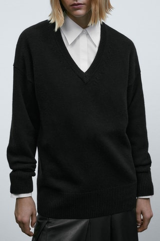 Pull cape col en V - Noir