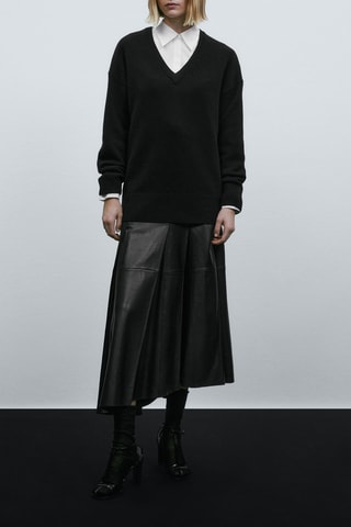 Pull cape col en V - Noir