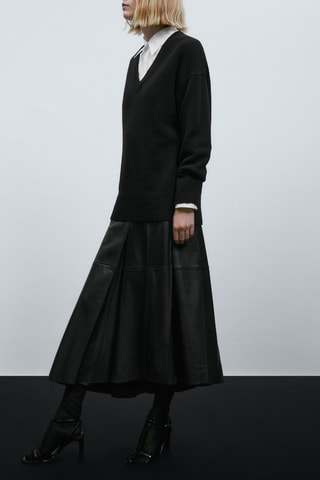 Pull cape col en V - Noir