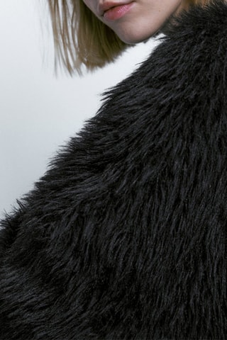 Cardigan maille fausse fourrure - Noir