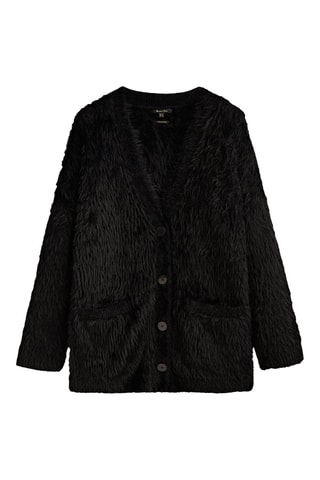 Cardigan maille fausse fourrure - Noir