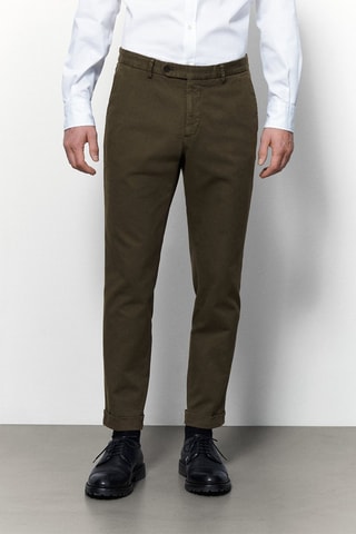 Pantalon de costume uni coton - Kaki