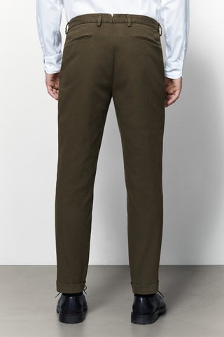 Pantalon de costume uni coton - Kaki