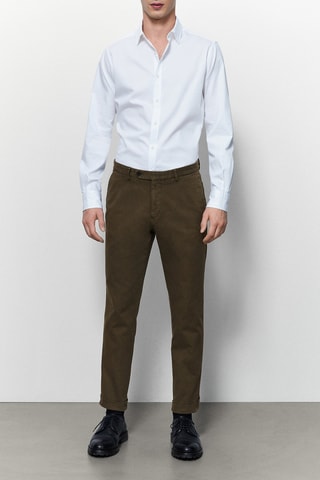 Pantalon de costume uni coton - Kaki