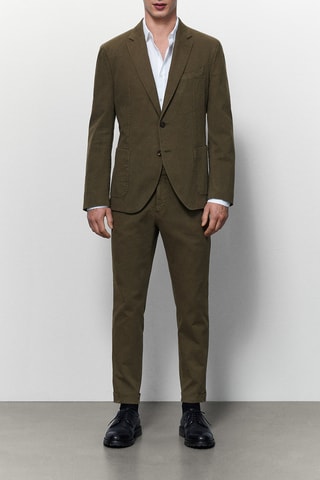 Pantalon de costume uni coton - Kaki