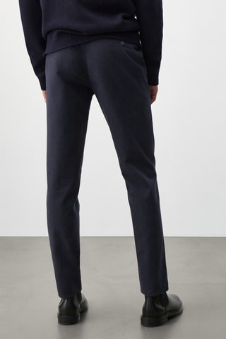 Pantalon microcarreaux coton - Bleu marine