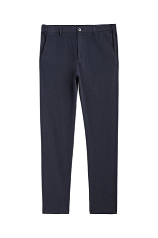 Pantalon microcarreaux coton - Bleu marine