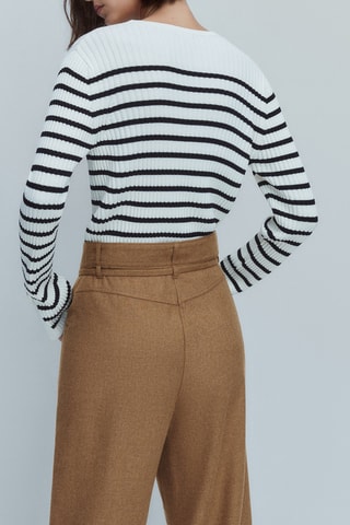 Pantalon droit avec ceinture fine - Marron