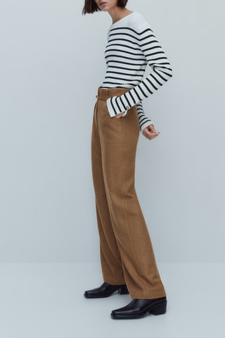 Pantalon droit avec ceinture fine - Marron