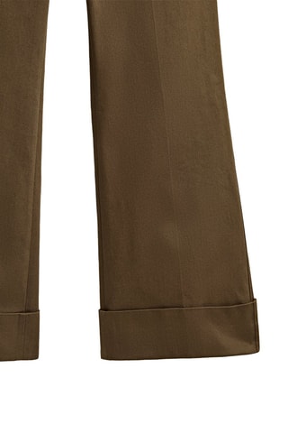 Pantalon évasé revers dans bas - Kaki