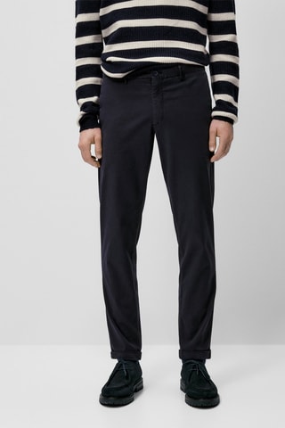 Pantalon chino micro-texturé slim fit - Bleu marine