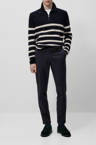 Pantalon chino micro-texturé slim fit - Bleu marine