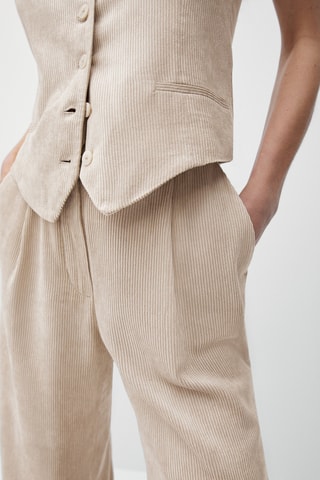Pantalon fluide en velours côtelé dad fit - Beige