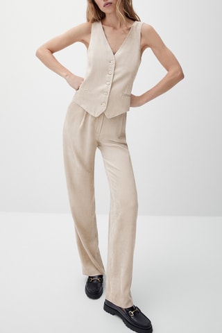 Pantalon fluide en velours côtelé dad fit - Beige