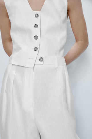 Pantalon de costume 100% lin à double pince - Ecru