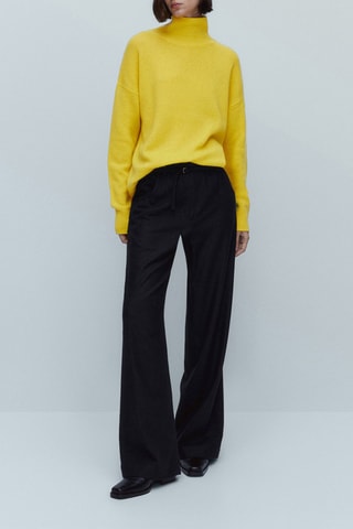 Pantalon droit avec ceinture fine - Noir