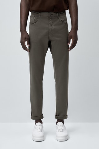 Pantalon type jean tricotine slim fit - Gris