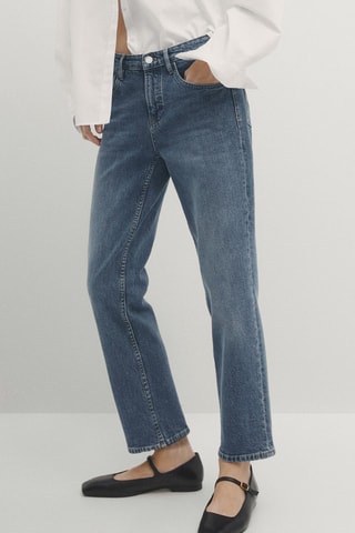 Jean cropped taille mi-haute slim fit - Bleu clair