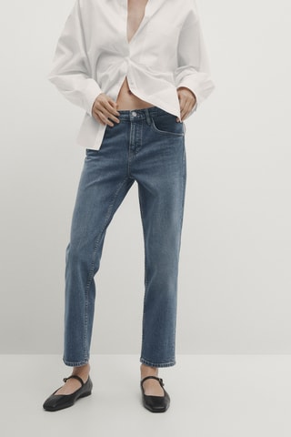 Jean cropped taille mi-haute slim fit - Bleu clair