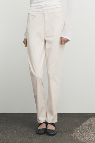 Jean enduit taille haute coupe droite - Ecru