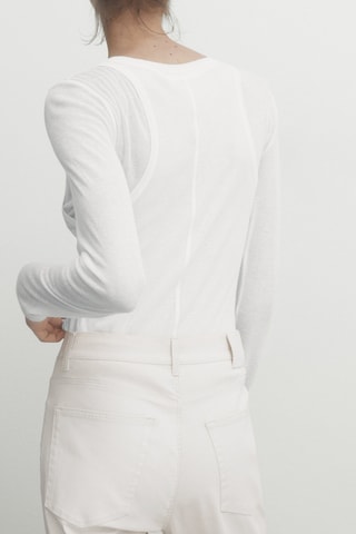 Jean enduit taille haute coupe droite - Ecru