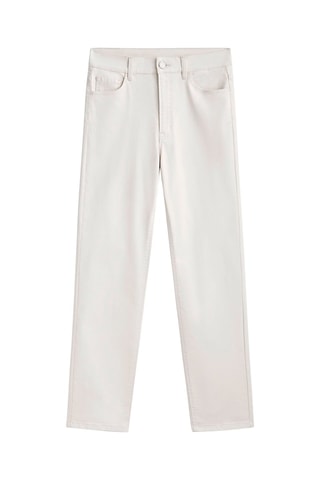 Jean enduit taille haute coupe droite - Ecru