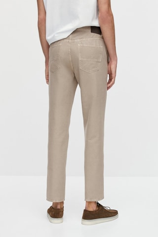 Faux jean en coton et lin tapered fit - Beige